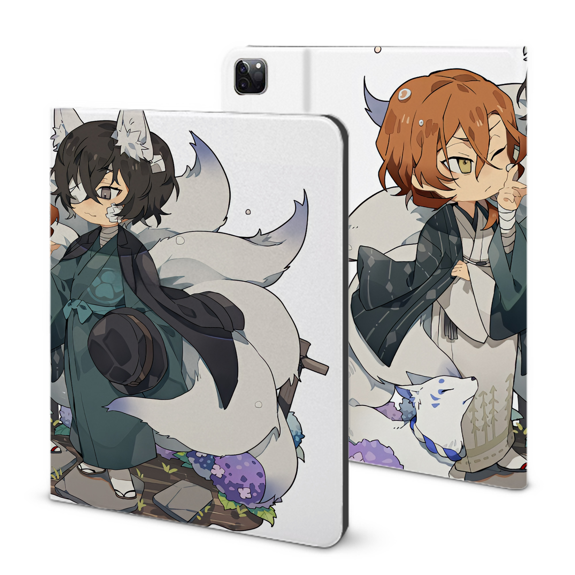 （画像用） 文豪ストレイドッグス Bungo Stray Dogs IPad ケース ブック型 PUレザー TPU 耐衝撃 軽量 薄型 ペン収納なし 全面保護 IPad 各モデル対応